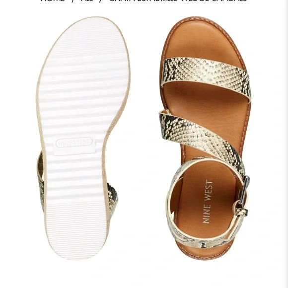 Nine West snake print wedge espadrille sandals - Picture 5 of 9